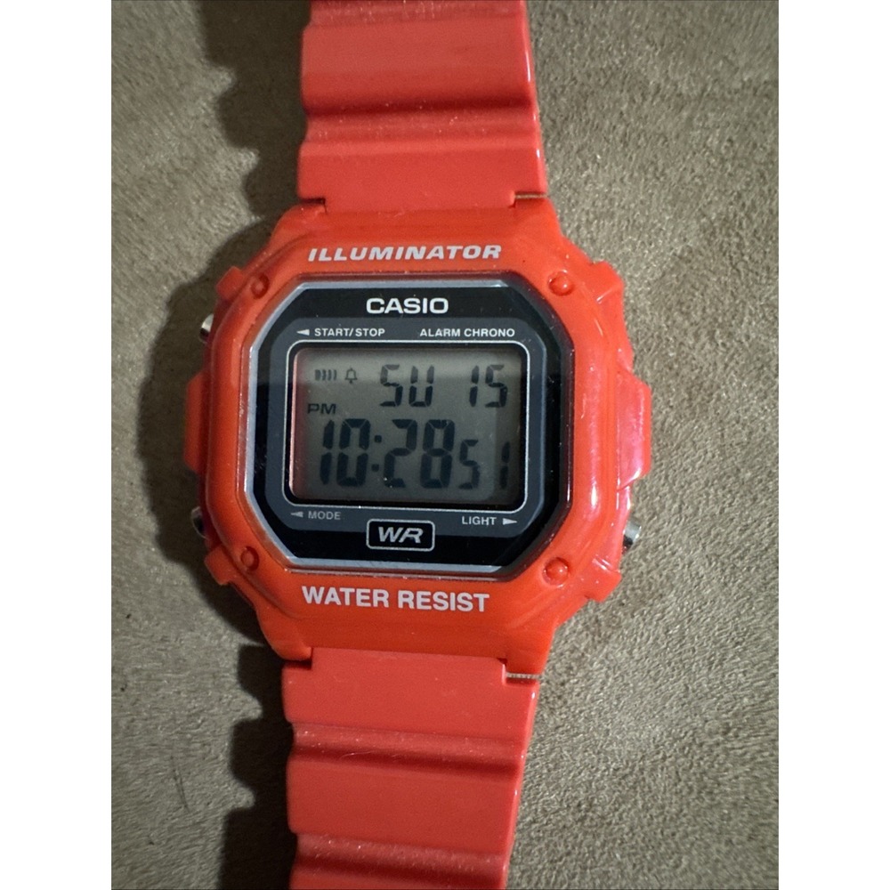 Casio Classic Red and Black Men Wristwatch f108whc Water Resistant Stainless Are